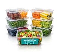 We Can Source It Ltd - Plastique Transparent Qualité Conteneurs Rectangulaire Tubes avec Couvercles Micro-Ondes Alimentaire Repas A Emporter - 650ml