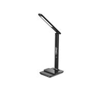 WE Lampe de Bureau avec la Charge Induction Qi 10W, Fonction réveil, Affichage de l'heure, la Date, la température, lumiosité réglable, Bras Pliable, Noire