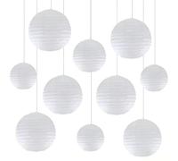 We Moment Zone 12pcs Lanterne en Papier Blanc, Lanterne en Papier Blanc en Papier Rond pour l'anniversaire, Mariage, décoration de Plafond de fête de Douche pour bébé
