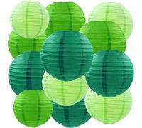We Moment Zone 12pcs Lanterne en Papier Vert, Lanterne en Papier Vert en Papier Rond pour l'anniversaire, Mariage, décoration de Plafond de fête de Douche pour bébé