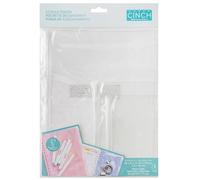 We R Makers Cinch Storage Pouch - 3 Pochettes Plastique en 3 Tailles - avec Perforation 2:1 & Fermeture Éclair - pour Stylos, Autocollants & Accessoires - Reliure de Livres & Journaux