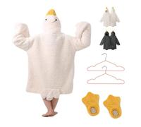 Wearable Goose Blanket Hoodie for Adults and Kids, Funny Duck Onesie Pajamas, Oversized Warm Cozy Sleepwear, Perfect Novelty Gift for Christmas and Parties (L, Beige)