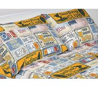 Web Linen Paire de taies d'oreiller 100% Coton avec Boutons latéraux Motif Vintage 132 x 208 cm