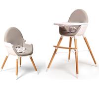 WEBABY - Chaise haute évolutive pour repas bébé Blanc et Gris |2 hauteurs|Tablette amovible et réglable | Harnais de sécurité 5 points