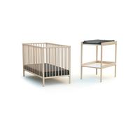 WEBABY - Duo Lit Bébé et Table à Langer Hêtre Brut MILO|124 x 64,5 x 82 cm | Sommier réglable 3 positions | Dimensions Table à langer 74 x 54 x 88 cm