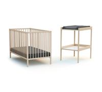 WEBABY - Chambre bébé lit 60x120 et table à langer en bois MILO Hêtre Brut - Taille unique