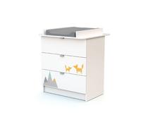 WEBABY - Commode à langer 3 tiroirs en bois ALBA Blanc et Multicolor - Taille unique