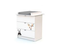 WEBABY - Commode à langer 3 tiroirs en bois ALBA Blanc et Noir - Taille unique