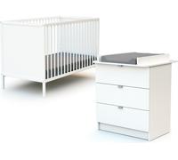 WEBABY - Duo Lit Bébé et Commode ALBA Blanc
