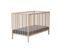 WEBABY - Lit bébé 60x120cm Hêtre Brut 124 x 64,5 x 82 cm ONE | Bois massif | Dès la naissance | Confort de sommeil | Sommier à lattes | Lit à barreaux |Sommier réglable 3 hauteurs
