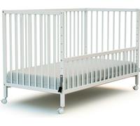 WEBABY - Lit bébé cododo en bois avec roulettes 60x120 cm LIO Blanc | Bois massif | Dès la naissance | Réglable en hauteur | Lit à barreau cododo | Sommier à lattes