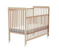 WEBABY - Lit bébé coulissant en bois 60x120 LIVO Hêtre verni| Sommier réglable 3 hauteurs |4 roues multidirectionnelles avec frein