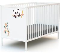 WEBABY - Lit bébé en bois 60 x 120 cm ALBA Panda Blanc