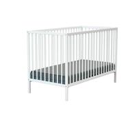 WEBABY - Lit bébé 60x120cm Blanc ONE| 124 x 64,5 x 82 cm |Bois massif | Dès la naissance | Confort de sommeil | Sommier à lattes | Lit à barreaux |Sommier réglable 3 hauteurs