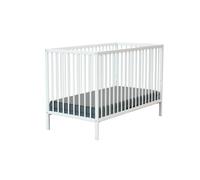 WEBABY Lit bébé ONE 60x120 cm bois massif sommier réglable 3 hauteurs Blanc
