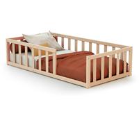 WEBABY - Lit enfant au sol bois 70 x 140 cm Hêtre Brut KAÏA
