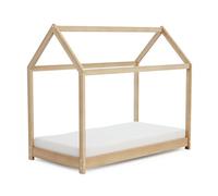 WEBABY - Lit enfant Cabane 70 x 140 en bois hêtre brut| A partir de 6 ans