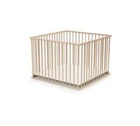 WEBABY – Parc bébé en bois CUBO 100 x 100 cm – Fond réglable sur 3 hauteurs – Hêtre brut