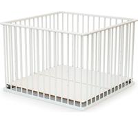 WEBABY - Parc bébé en bois XXL CUBO - 100x100 cm Blanc |Fond réglable sur 3 hauteurs|Poids maximum de 15 kg | Agés de moins de 24 mois