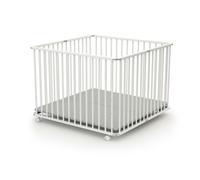 WEBABY - Parc bébé plianten bois avec roulettes 100X100 Blanc CALI| Parc XXL avec 4 roulettes | Fond réglable 3 hauteurs | Pour enfant jusqu'à 24 mois