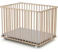 WEBABY - Parc bébé pliant en bois 70 x 100 cm CALI Hêtre Brut