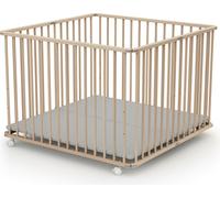 WEBABY - Parc pliant bébé avec roulettes 100 x 100 CALI Hêtre Brut