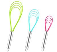 Webake Lot de 3 fouets plats en silicone résistant à la chaleur pour mélanger, fouetter, battre, mélanger 20,3 cm, 25,4 cm, 30,5 cm