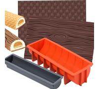 Webake Lot de 4 Moule Buche de Noel 30 cm avec Insert et Tapis en Silicone | Kit Moule Bûche de Noel & Moule Insert Buche 30 cm & 2 Tapis Moulle a Buche, Moulle Pâtisserie Dessert de Noël