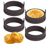 Webake Lot de 4 moules à crêpes en silicone - 9 cm - Pour poêle, œufs au plat, crêpes, crêpes