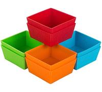 Webake Lot de 8 moulle a muffin carrés en silicone de 9 cm de large, réutilisables antiadhésifs pour gâteaux, glaces, puddings, gelées