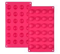 Webake Mini Moule en Silicone 3 cm 2 pcs pour Décoration de Gâteau Jelly Pudding Bonbons Chocolat 24 Trous Demi-Cercle