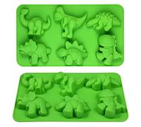 Webake Moule Dinosaure en Silicone Lot de 2 Moules à gâteau en forme de dinosaure pour chocolat, cupcakes, cire, bougies, muffins, résine, décorations de gâteaux