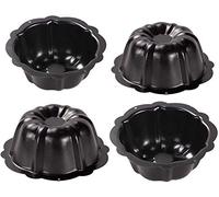 Webake Moule Kouglof Mini 11cm Lot de 4 Moule à Gâteau Rond Moule Mini Cake avec Revêtement Antiadhésif Moule à Kougelhopf