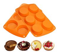 webake Moule Mini Quiche en Silicone Plat a Tarte Anti-Adhésif Moulle Mini Tartelette pour 6 Gâteaux Moule à Pâtisserie, Lot de 2