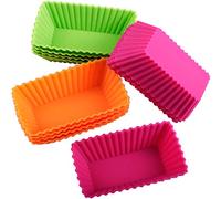 Webake Moulle a Muffin Moule a Pain en Silicone Mini Moule Rectangulaire de 11 cm Réutilisables Anti-adhésifs Pour Gâteaux, Glaces, Puddings, Gelées, Lot de 12