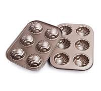 Webake Moulle Madeleine 2 Pièces Plaque à pâtisserie Madeleine Moule de Cuisson Madeleines à 6 Trous antiadhésif pour Faire des Desserts, pâtisseries, Chocolat