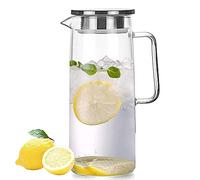 Webao Carafe en verre avec couvercle en acier inoxydable pour boissons faites maison lait vin 1000 ml
