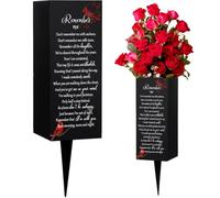 WEBEEDY 1 Pièce Vases Commémoratifs Cardinaux avec Pique Porte Fleurs en Métal pour Cimetière, Décoration Tombale Souviens toi de Moi pour Jardin de Cimetière Cour,Cadeau Sympathie 8x20cm