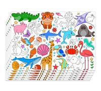 WEBEEDY 30 Feuilles Sets Nappes à Colorier Thème Animal Feuille D'Activité de Coloriage Nappes de Table de 40 x 28cm Peintes pour la Décoration de la Maison Fournitures de Table