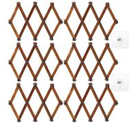 WEBEEDY 6 Cintre Mural Accordéon en Bois avec 10 crochets Porte Manteau Extensible en Bois pour Chapeaux et Manteaux à Fixer au Mur dans Bureau Chambre Ou Placard pour Organiser Chapeaux Manteaux