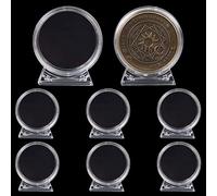 WEBEEDY 8 pcs Porte-pièces en Acrylique avec Socle Rond Présentoir Pièces Défi Présentoir Pièces Holder Case Stand pour pièce de Moins de 40mm de diamètre