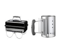 Weber 1131004 Go Anywhere Barbecue à Charbon Noir & Cheminée d’Allumage Compacte Rapidfire, Métal