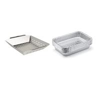 Weber 6434 Panier à Légumes Carré, Acier Inoxydable & 6415 Lèchefrites Barquette Aluminium - Lot de 10