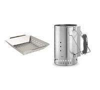 Weber 6434 Panier à Légumes Carré, Acier Inoxydable & 7416 - Cheminée à allumage Rapidfire
