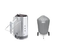 Weber 7416 Cheminée d’Allumage Rapidfire - 31,75 x 20,57 x 32,26 cm & Housse Standard pour Barbecues Charbon, Gris, 57 cm