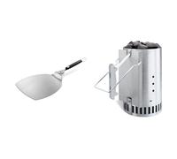 Weber Accessoire Barbecue 6691 Pelle à Pizza & Cheminée d'Allumage Rapidfire pour Barbecue, 20cm - en Aluminium, Deux Poignées Sécurisées