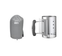 WEBER Accessoire Barbecue 7175 - Housse Barbecue Charbon 47 CM & Briquet Compact Rapidfire, 15 cm | Allume-feu en Aluminium avec Deux poignées de sécurité | Brûleur à Charbon