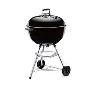 Weber Barbecue à charbon Bar-B-Kettle / Cuve et couvercle en acier émaillé, surface de cuisson de 57 cm, bac de récupération des cendres, trépied et roues, noir/argent