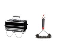 Weber Barbecue à Charbon Portable Go-Anywhere - Barbecue de Camping sur Table, Couvercle et Vasque & 12" Three-Sided Grill Brush