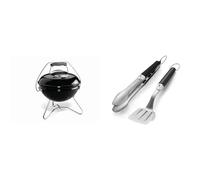 Weber Barbecue à Charbon Portable Smokey Joe Premium 37cm - Couvercle Verrouillable et Transportable & Ustensiles de Cuisine - Kit 2 accessoires en acier inoxydable